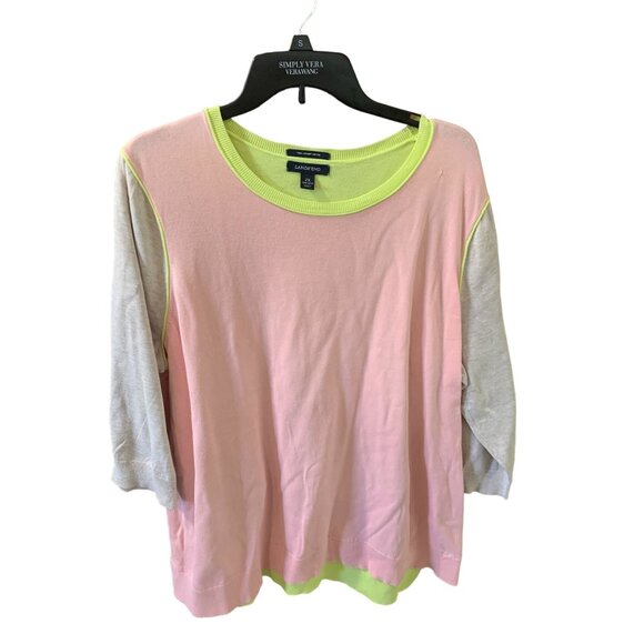 Lands End Womens Size 2x 20W 22W 3/4 Sleeve Lightweight Pullover Sweater Colorbl - Picture 1 of 3